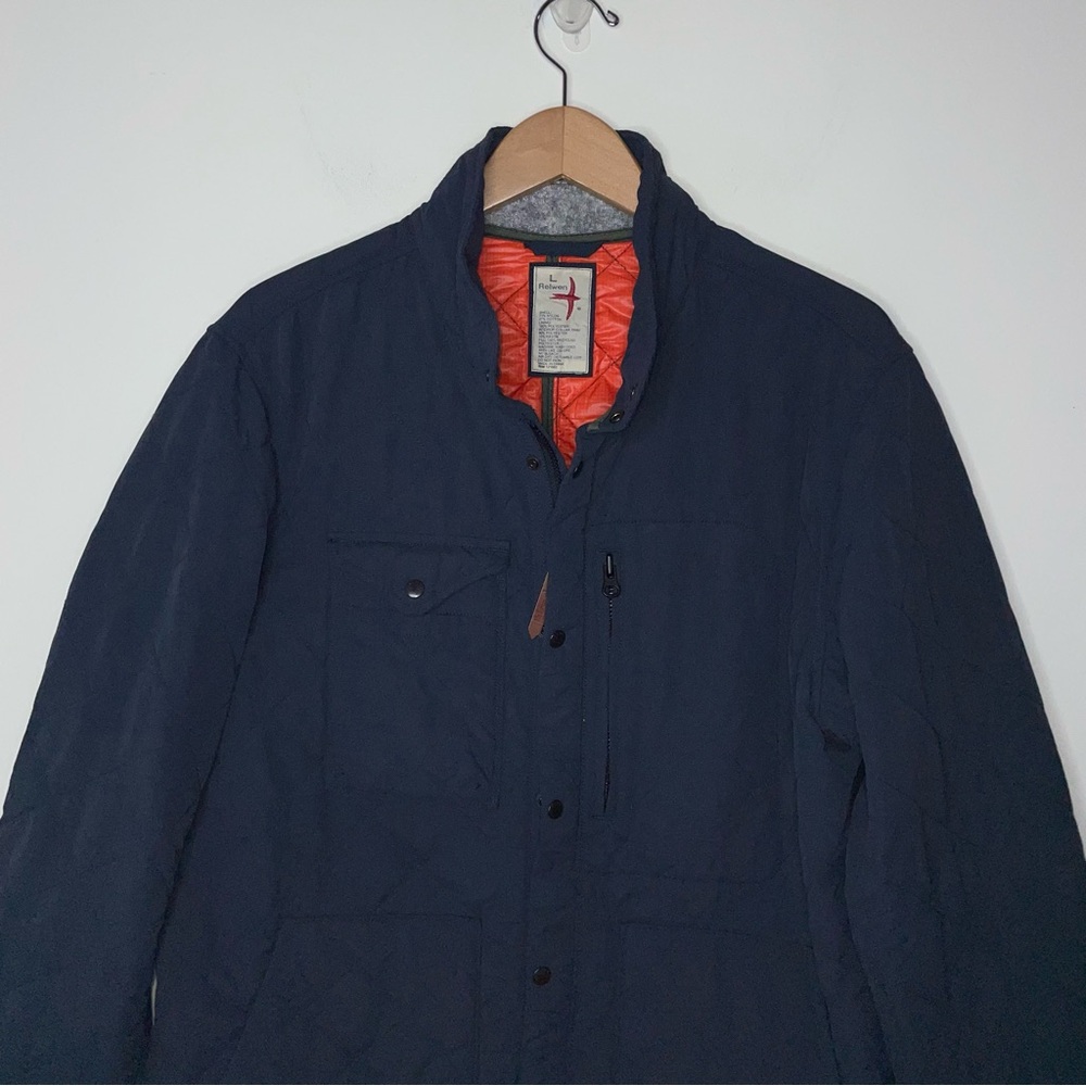 Relwen Men's Quilted Insulated Tanker Jacket Navy Blue Large Nylon/Cotton Polyes - Picture 2 of 8